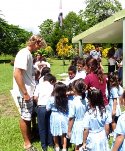 Dr Bell donating toothbrushes in Costa Rica